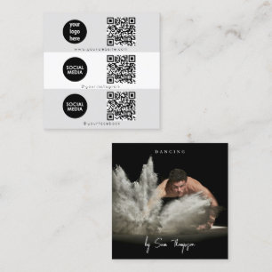 Carte De Visite Carré Triple Icon QR Code Custom Social Media Logo Danse