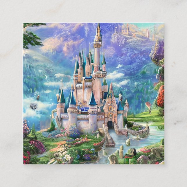 Carte De Visite Carré Triptyque de Château Whimsale Ultra Détaillé (Devant)