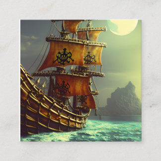 Carte De Visite Carré Triptyque Whimsical Pirate Ship