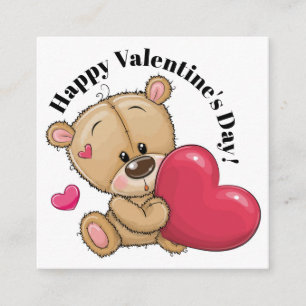 Carte De Visite Carré Trop mignonne Valentine d'ours en peluche - Voir r