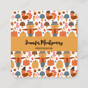 Carte De Visite Carré Turquie et Scarecrow Thanksgiving Motif