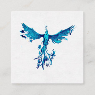 Carte De Visite Carré *~* TURQUOISES plumes bleues Cendres émergeantes 