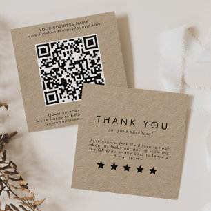 Carte De Visite Carré Typographie Chic Kraft Papier QR Code Laisser Un A