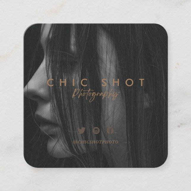 Carte De Visite Carré Typographie de script or moderne (Devant)