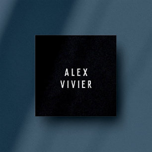 Carte De Visite Carré Typographie minimaliste moderne Papier noir