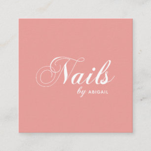 Carte De Visite Carré Typographie moderne cloués par "Nom" QR Code Coral