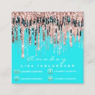 Carte De Visite Carré Un blogueur d'Influenceur dirige le Rose des média