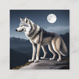 Carte De Visite Carré Un loup courageux