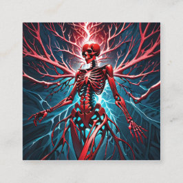 Carte De Visite Carré Un squelette de diabolique rouge vif est une image