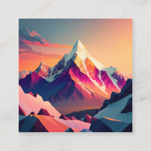 Carte De Visite Carré Un superbe coucher de soleil sur des montagnes enn