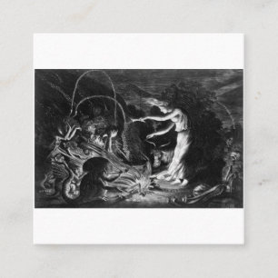 Carte De Visite Carré Une Sorcière À Son Cauldron Entourée De J Wellcome