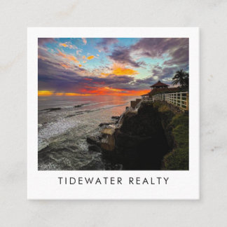 Carte De Visite Carré Unique Real Estate Agent Rocks Ocean Beach Photo