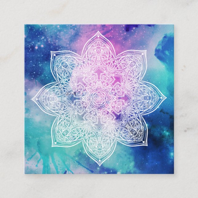 Carte De Visite Carré Univers Nebuala céleste de mandala de guérisseur (Devant)