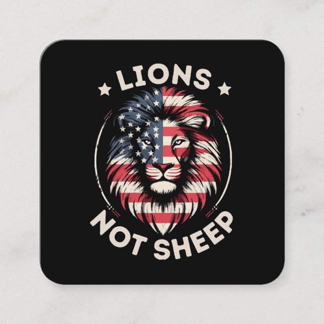 CARTE DE VISITE CARRÉ USA FLAG, LIONS NON SHEEP (Devant)