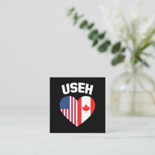 Carte De Visite Carré USEH America Canada Drapeau drôle Américain Canadi
