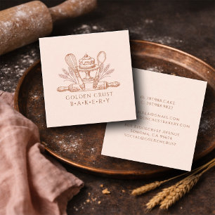 Carte De Visite Carré Ustensiles de Boulangerie Boulangerie Baker