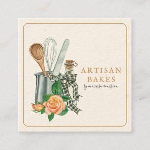Carte De Visite Carré Ustensiles de cuisine boulangerie boulangerie boul