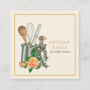 Carte De Visite Carré Ustensiles de cuisson Boulangerie Boulanger