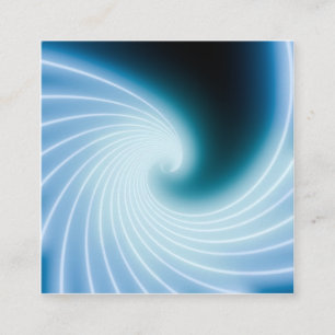 Carte De Visite Carré Vague d'art en ligne néon bleu lumineux