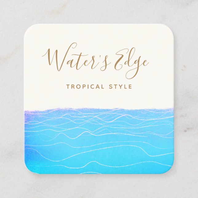Carte De Visite Carré Vagues d'eau tropicale (Devant)