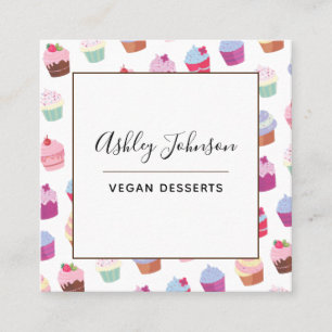 Carte De Visite Carré Végétal Plante Desserts Cupcake Motif Social