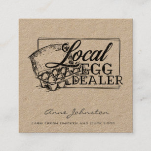 Carte De Visite Carré Ventes d'oeufs de poulet par un revendeur local