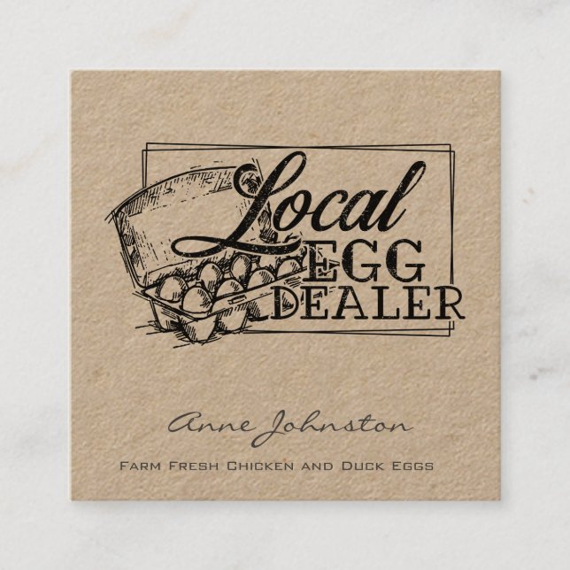 Carte De Visite Carré Ventes d'oeufs de poulet par un revendeur local (Devant)