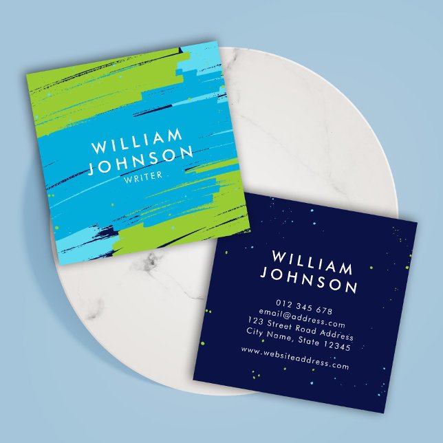 Carte De Visite Carré Vert et bleu vif Gras modernes (Créateur téléchargé)