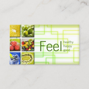 Carte De Visite Carré vert jaune Vie saine/Carte nutritionnelle
