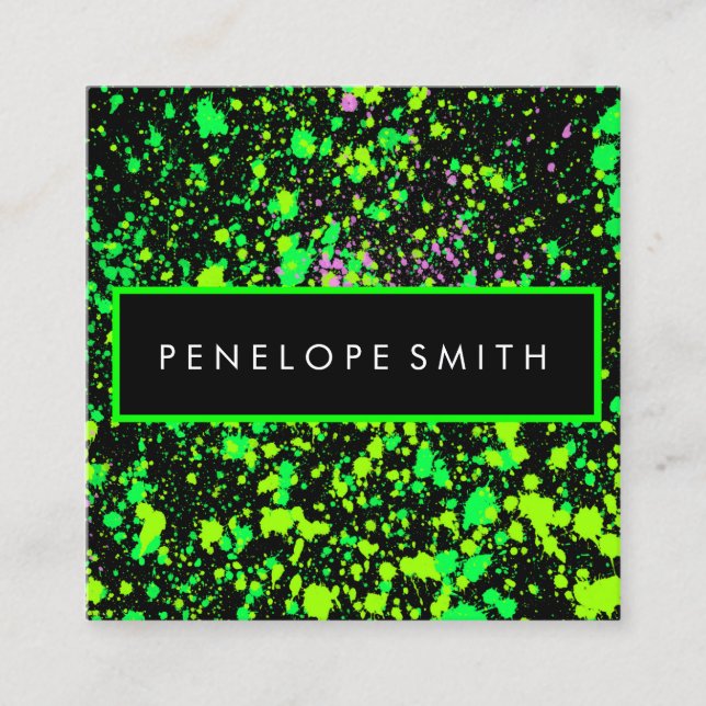 Carte De Visite Carré Verte sur plaque de peinture noire   (Devant)