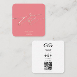 Carte De Visite Carré VET Pet Groom Care Chien expert Vétérinaire Qr