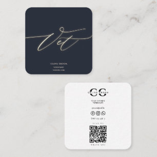Carte De Visite Carré VET Pet Groom Care Chien expert Vétérinaire Qr
