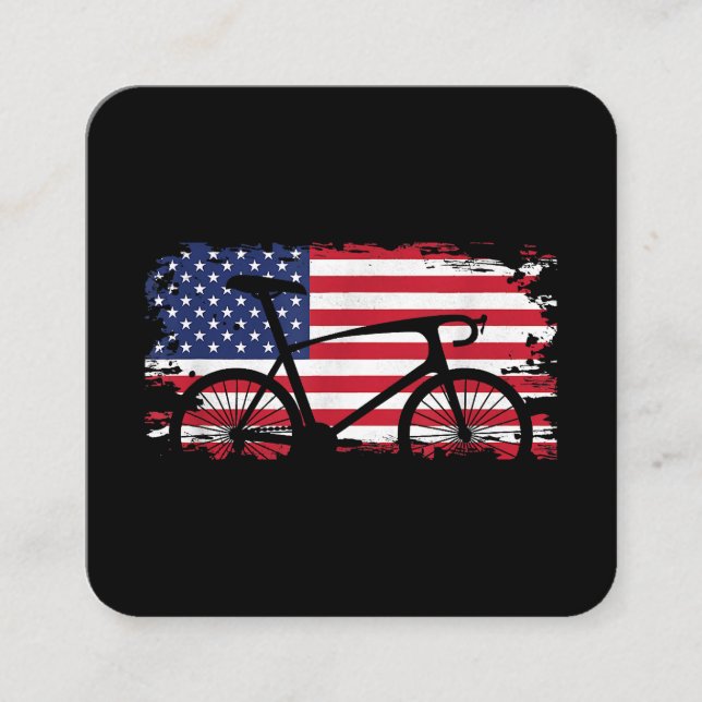 Carte De Visite Carré Vêtements cyclables américains Flag Road - Vélo (Devant)