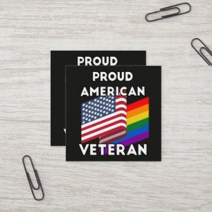 Carte De Visite Carré Vétérans LGBT - Drapeau Américain 