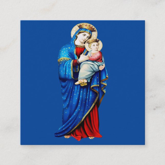 Carte De Visite Carré Vierge Marie avec Bébé Jésus (Devant)