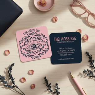 Carte De Visite Carré Vins Roses des yeux mystiques Boho magique