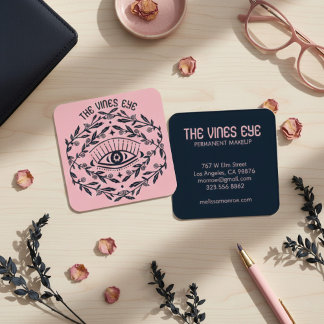 Carte De Visite Carré Vins Roses des yeux mystiques Boho magique