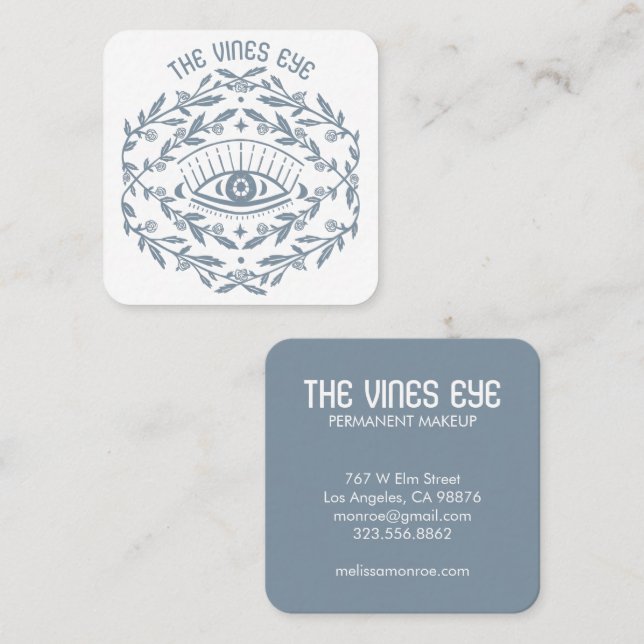 Carte De Visite Carré Vins Roses des yeux mystiques Boho magique (Devant / Derrière)