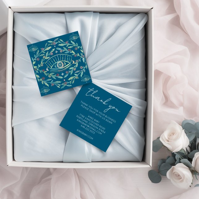 Carte De Visite Carré Vins Roses des yeux mystiques MERCI Boho magique (Beautiful mystical thank you business cards)