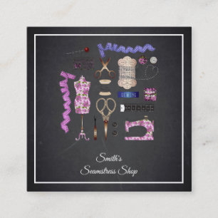 Carte de visite Carré vintage Blackboard Seamstres