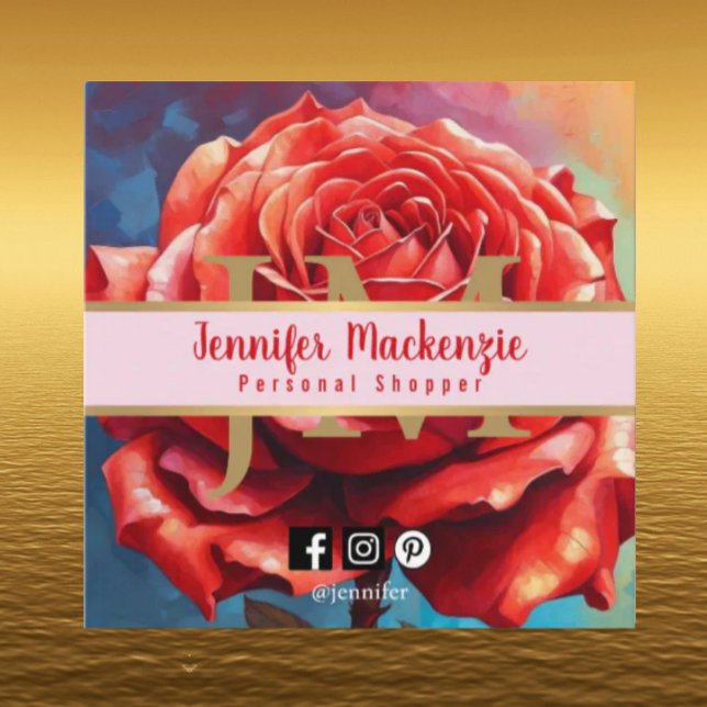 Carte De Visite Carré Vintage Rose AI Généré Floral Design (Créateur téléchargé)