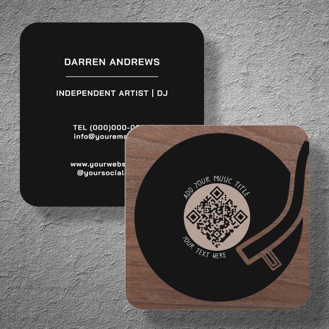 Carte De Visite Carré Vinyl LP | Code QR de musique (Créateur téléchargé)