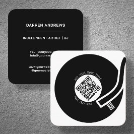 Carte De Visite Carré Vinyle blanc | Code QR de musique