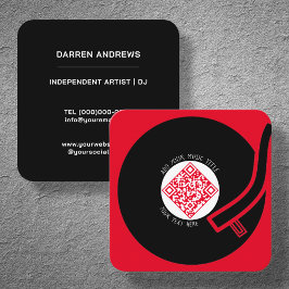 Carte De Visite Carré Vinyle rouge | Code QR de musique