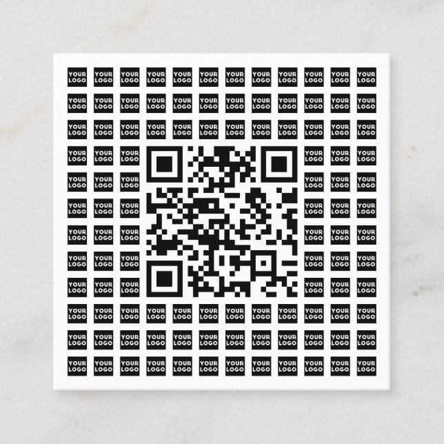 Carte De Visite Carré Votre code QR Logo/Image Carrelé et modifiable (Devant)