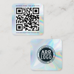 Carte De Visite Carré Votre logo d'entreprise et code QR holographique