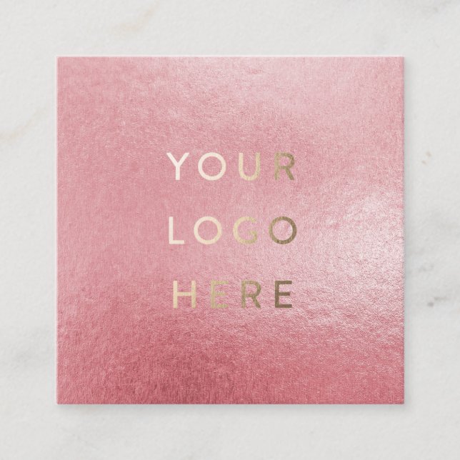 Carte De Visite Carré Votre Logo Faux Light Pink Foil Moderne (Devant)