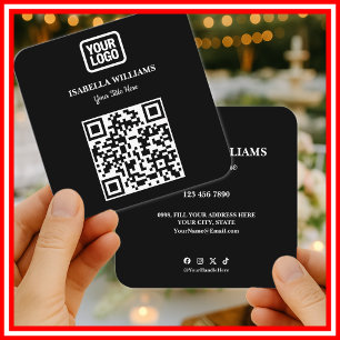 Carte De Visite Carré Votre Logo Ici Simple Moderne Code QR Site Web Noi