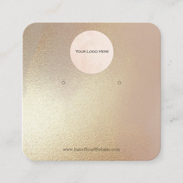 Carte De Visite Carré Votre Logo Moderne Gold Shimmer Écran d'oreille (Devant)