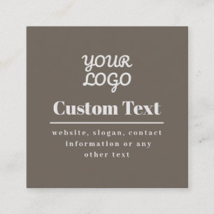 Carte De Visite Carré Votre Logo Moderne Rétro Beige & Gris Clair